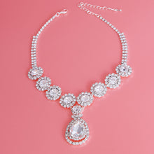 Load image into Gallery viewer, Silver  Halo Teardrop Rhinestone Choker
