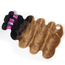 Load image into Gallery viewer, Ombre Body Wave T1B/27 Brazilian Virgin Hair 10A Natural Human Hair Weave 3 Bundles
