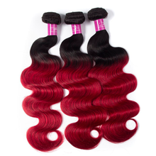 Load image into Gallery viewer, Ombre Body Wave 1B/Red Color Brazilian Virgin Hair 3 Bundles 10A Human Hair Weave Extension
