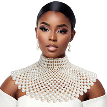 Load image into Gallery viewer, Necklace Cream Pearl Bib Choker for Women
