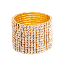 Load image into Gallery viewer, Gold 12 Line Rhinestone Bracelet
