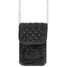 Load image into Gallery viewer, Black Quilted Rhinestone Cellphone Bag
