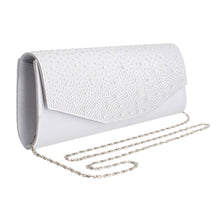 Load image into Gallery viewer, Silver Satin Stone Clutch
