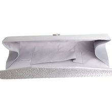 Load image into Gallery viewer, Silver Satin Stone Clutch
