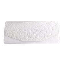 Load image into Gallery viewer, Silver Satin Stone Clutch
