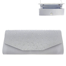 Load image into Gallery viewer, Silver Satin Stone Clutch
