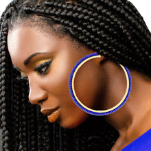 Load image into Gallery viewer, Royal Blue and Gold Rhinestone Hoops
