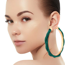 Load image into Gallery viewer, Green Twisted Stone Hoops
