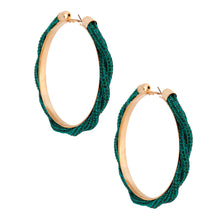 Load image into Gallery viewer, Green Twisted Stone Hoops
