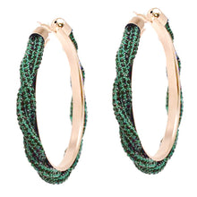 Load image into Gallery viewer, Green Twisted Stone Hoops
