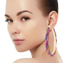 Load image into Gallery viewer, Rainbow Twisted Stone Hoops

