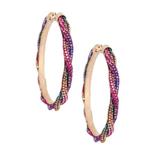 Load image into Gallery viewer, Rainbow Twisted Stone Hoops
