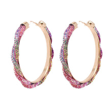 Load image into Gallery viewer, Rainbow Twisted Stone Hoops
