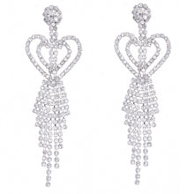 Load image into Gallery viewer, Silver Heart Fringe Earrings
