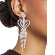 Load image into Gallery viewer, Silver Heart Fringe Earrings
