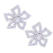 Load image into Gallery viewer, Silver Pave Stone Bow Studs
