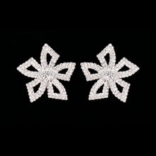 Load image into Gallery viewer, Silver Pave Stone Bow Studs
