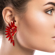 Load image into Gallery viewer, Rhinestone Wing Clip On Earrings
