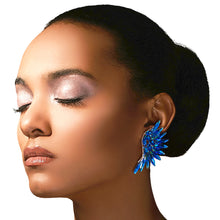 Load image into Gallery viewer, Royal Blue Rhinestone Wing Clip Ons
