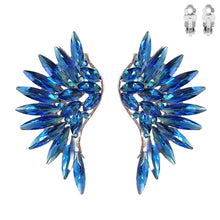 Load image into Gallery viewer, Royal Blue Rhinestone Wing Clip Ons
