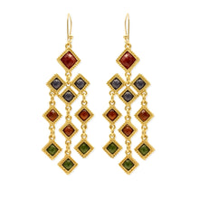 Load image into Gallery viewer, Gold Diamond Resin Earrings
