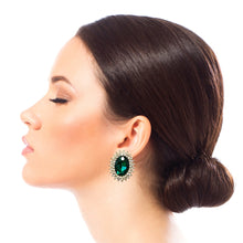 Load image into Gallery viewer, Oval Green Crystal Studs
