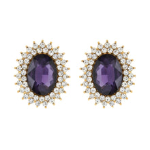 Load image into Gallery viewer, Oval Purple Crystal Studs

