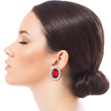 Load image into Gallery viewer, Oval Red Crystal Studs
