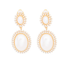 Load image into Gallery viewer, Clip On Gold Medium Pearl Halo Earrings for Women
