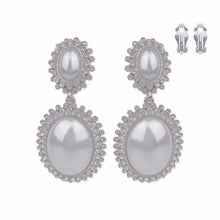 Load image into Gallery viewer, Clip On Silver Medium Pearl Halo Earring for Women
