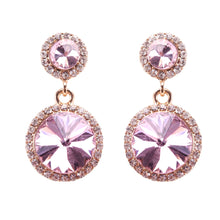 Load image into Gallery viewer, Pink Crystal Round Drop Earrings
