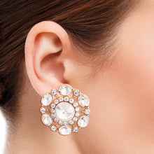 Load image into Gallery viewer, Gold Clear Crystal Circle Studs
