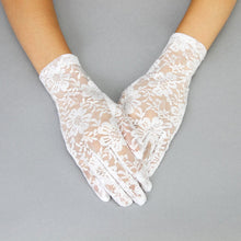 Load image into Gallery viewer, White Short Lace Gloves
