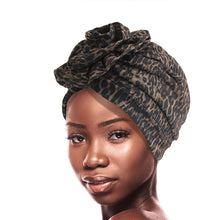 Load image into Gallery viewer, Cheetah Print Flower Knot Turban
