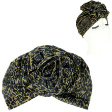 Load image into Gallery viewer, Cheetah Print Flower Knot Turban

