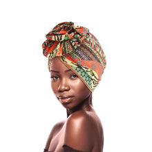Load image into Gallery viewer, Olive African Print Knot Turban
