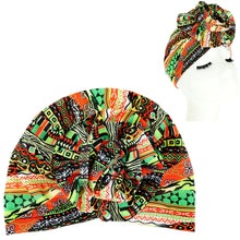 Load image into Gallery viewer, Olive African Print Knot Turban
