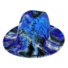 Load image into Gallery viewer, Blue Graffiti Tie Dye Fedora
