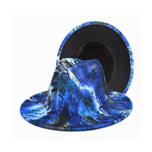 Load image into Gallery viewer, Blue Graffiti Tie Dye Fedora
