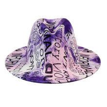 Load image into Gallery viewer, Purple Graffiti Tie Dye Fedora
