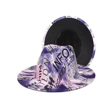 Load image into Gallery viewer, Purple Graffiti Tie Dye Fedora
