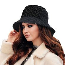 Load image into Gallery viewer, Black Sequin Diamond Stitch Bucket Hat

