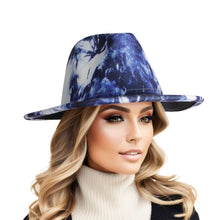 Load image into Gallery viewer, Blue White Tie Dye Fedora
