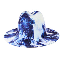 Load image into Gallery viewer, Blue White Tie Dye Fedora
