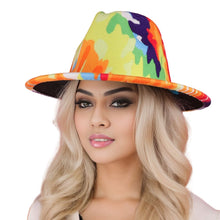 Load image into Gallery viewer, Rainbow Drip Tie Dye Fedora
