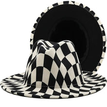 Load image into Gallery viewer, Black White Checkerboard Fedora

