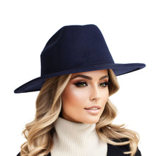 Load image into Gallery viewer, Navy Solid Color Fedora
