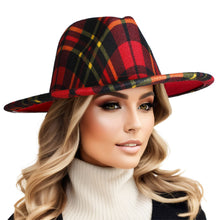 Load image into Gallery viewer, Red Plaid Fedora

