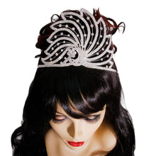Load image into Gallery viewer, Rhinestone and Silver Large Tiara Crown
