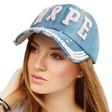 Load image into Gallery viewer, Denim Blue Hope Pink Ribbon Cap
